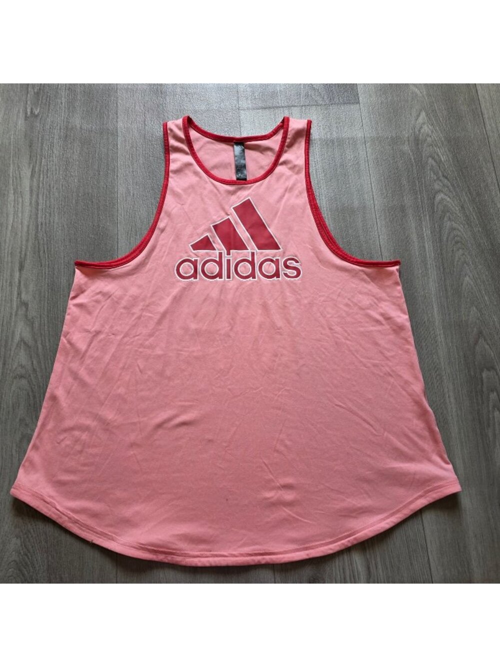 Adidas Womens Pink Logo Racerback Tank Top L Lightweight Casual Activewear